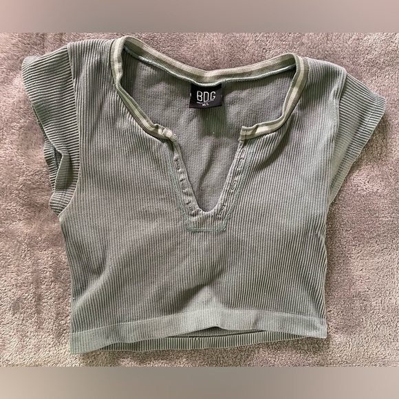 BDG Women's Blue Ribbed Crop Top - Picture 5 of 6
